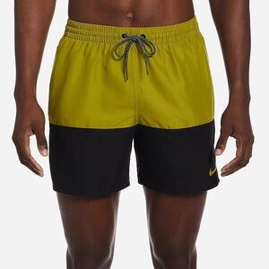 Nike S Men Olive green Black Swim Trunks shorts